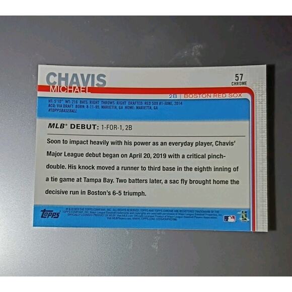 2019 Topps Chrome Update Series - Rookie Debut Michael Chavis #57 Boston Red Sox - Picture 5 of 5
